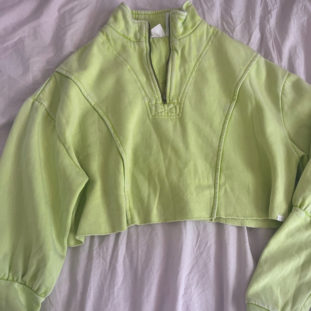 Urban Outfitters Light Green Cropped Hoodie